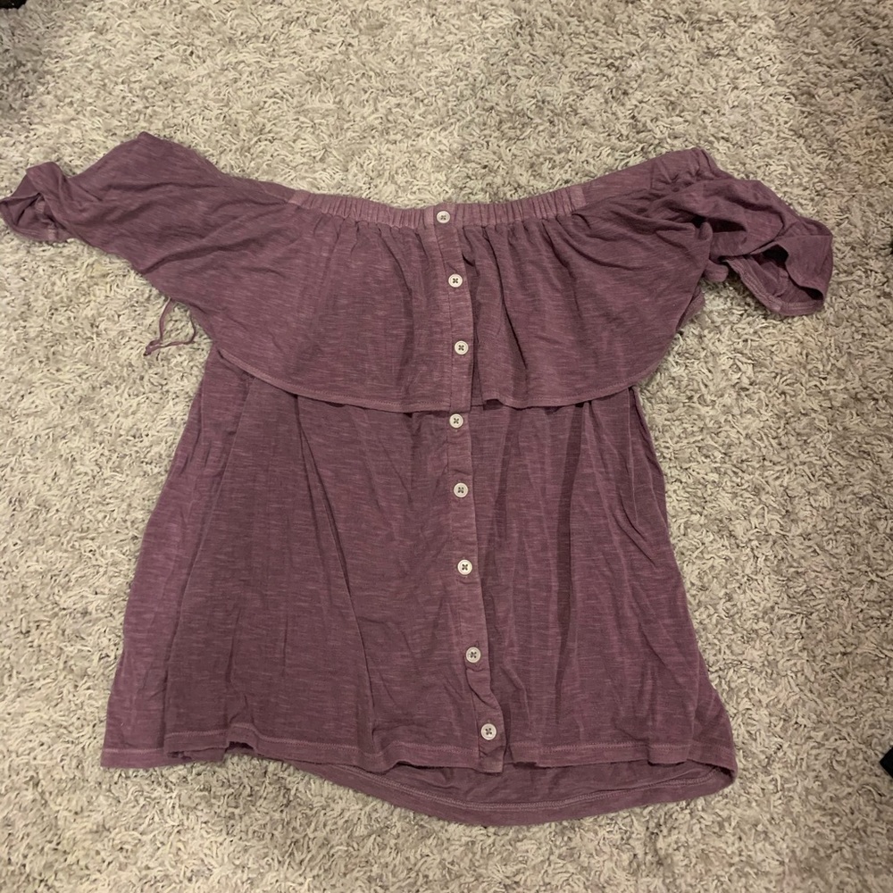 off the shoulder purple american eagle top
